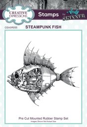 Bild von Creative Expressions 3.3"X3" Rubber Stamp By Andy Skinner-Steampunk Fish