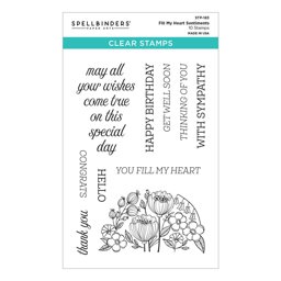 Bild von Spellbinders Clear Acrylic Stamps From The Stylish Ovals-Fill My Heart Sentiments