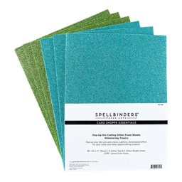 Bild von Spellbinders Glitter Foam Sheets 8.5"X11" 5/Pkg-Shimmering Tropics -Teal & Bright Green