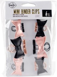 Bild von Prima Marketing Traveler's Journal Mini Metal Binder Clips 6/Pkg-Rose Gold & Black Bows