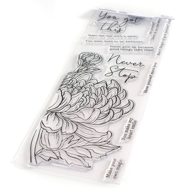 Bild von Pinkfresh Studio Clear Slimline Stamp Set 4"X12"-Chrysanthemum