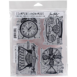 Bild von Tim Holtz Cling Stamps 7"X8.5"-Vintage Things Blueprint