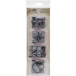 Bild von Tim Holtz Mini Blueprints Strip Cling Stamps 3"X10"-Travel
