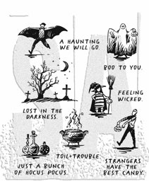 Zeige Details für Tim Holtz Cling Stamps -Halloween Sketchbook Bild von Tim Holtz Cling Stamps -Halloween Sketchbook