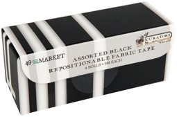 Zeige Details für 49 And Market Curators Fabric Tape Set 4/Rolls-All Black Assortment Bild von 49 And Market Curators Fabric Tape Set 4/Rolls-All Black Assortment