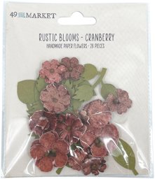 Bild von 49 And Market Rustic Blooms Paper Flowers 28/Pkg-Cranberry