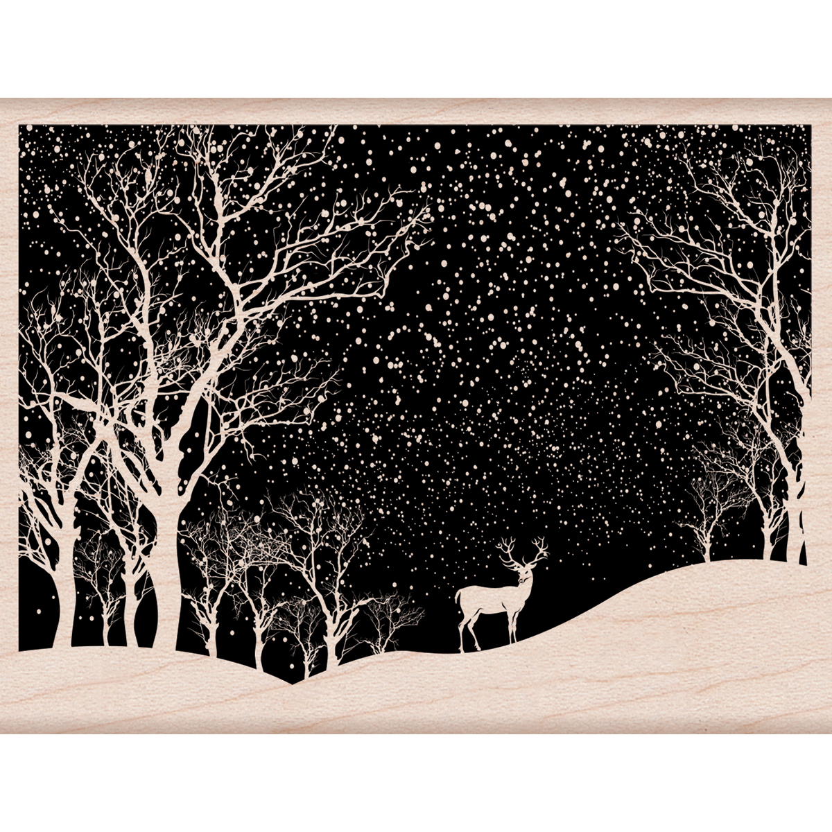 Bild von Hero Arts Mounted Rubber Stamp 4.25"X3.25"-Snowy Scene