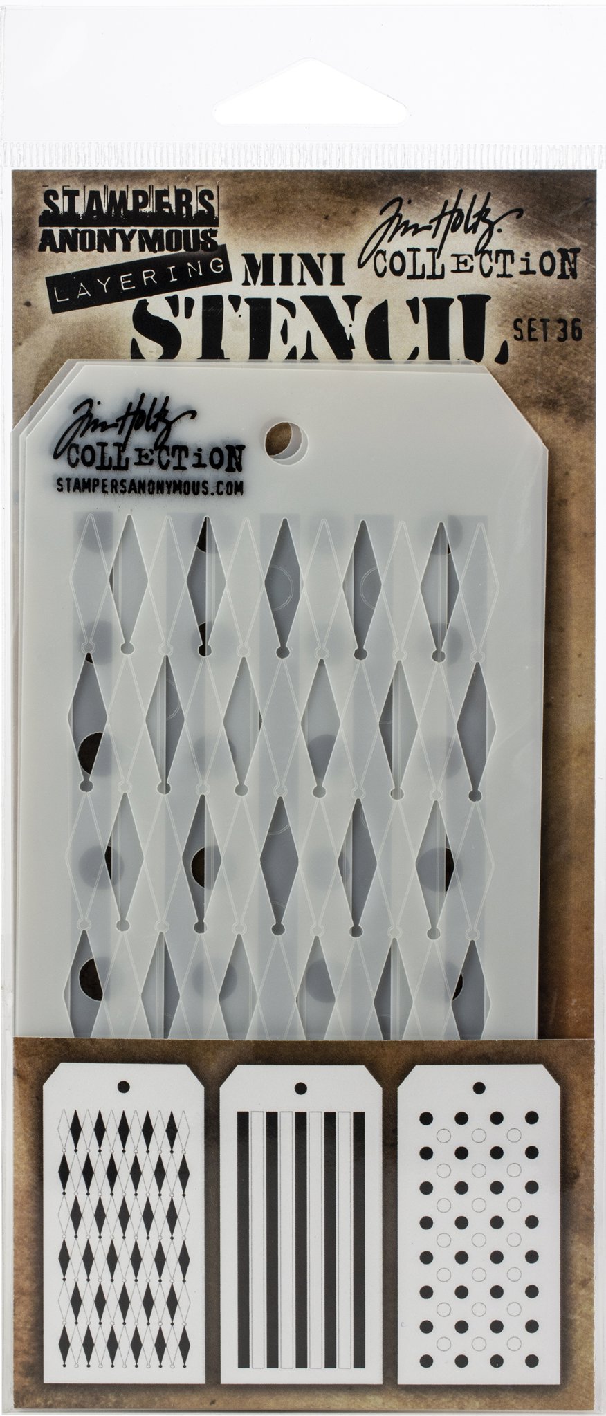 Bild von Tim Holtz Mini Layered Stencil Set 3/Pkg-Set #36