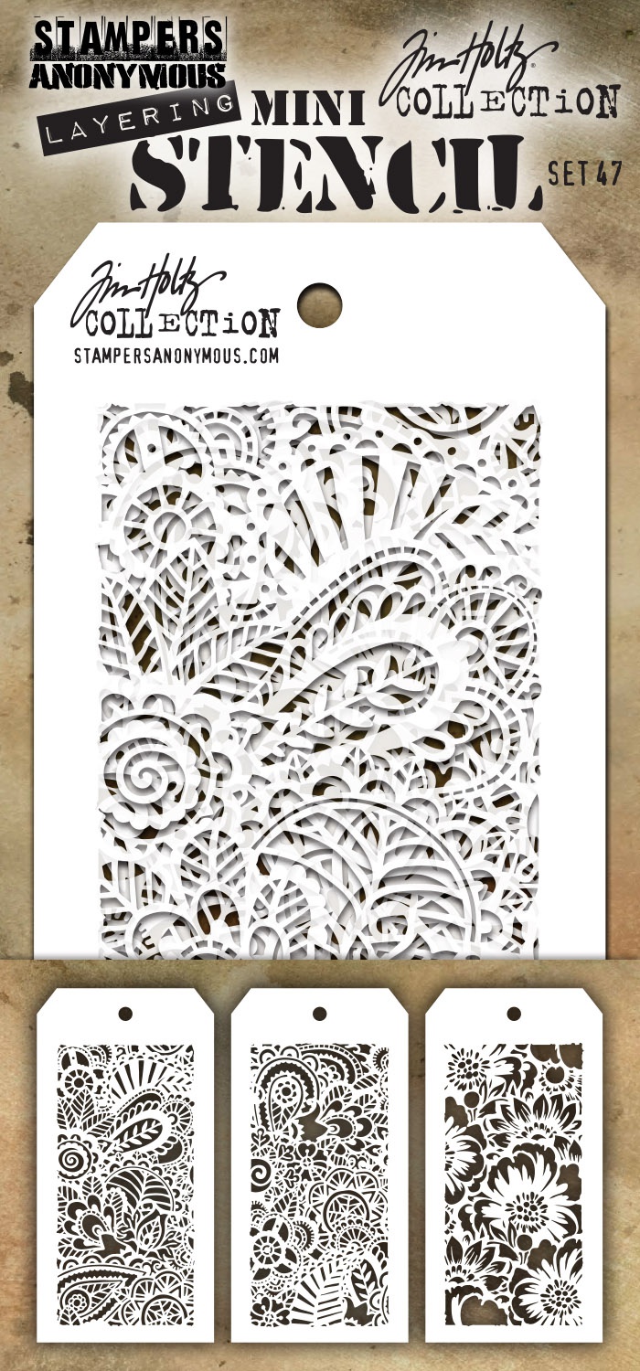 Bild von Tim Holtz Mini Layered Stencil Set 3/Pkg-Set #47