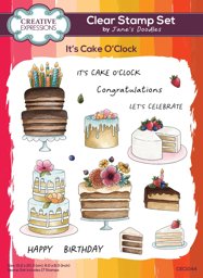 Bild von Creative Expressions Jane's Doodles Clear Stamp Set 6"X8"-It's Cake O' Clock