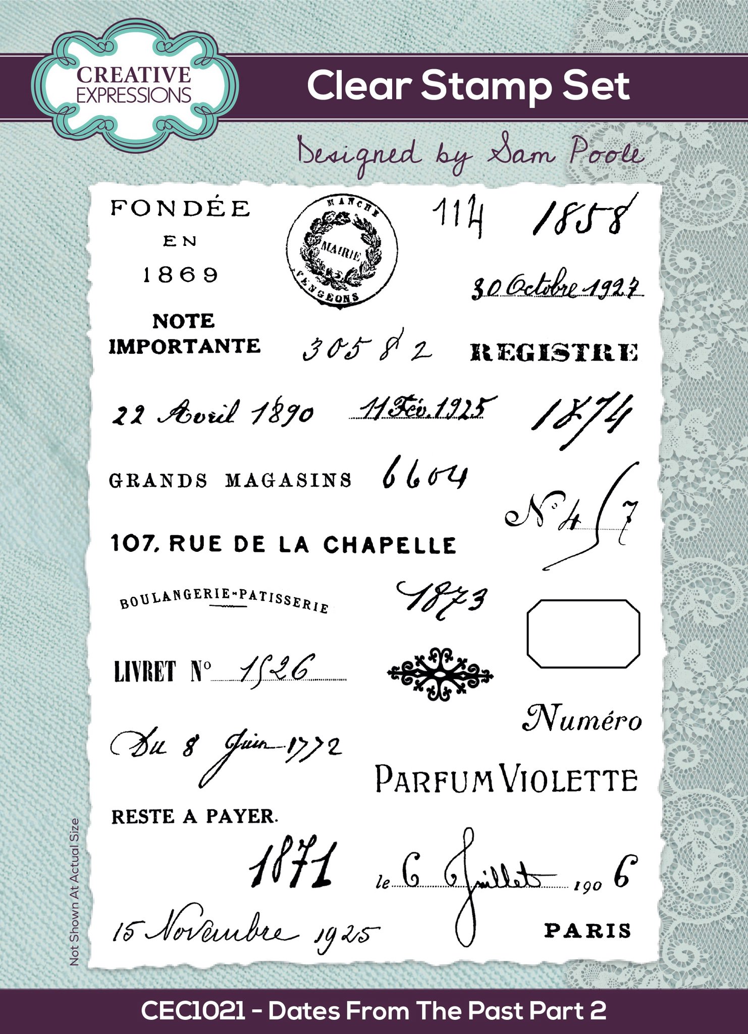 Bild von Creative Expressions 6"X8" Clear Stamp Set By Sam Poole-Dates From The Past Part 2