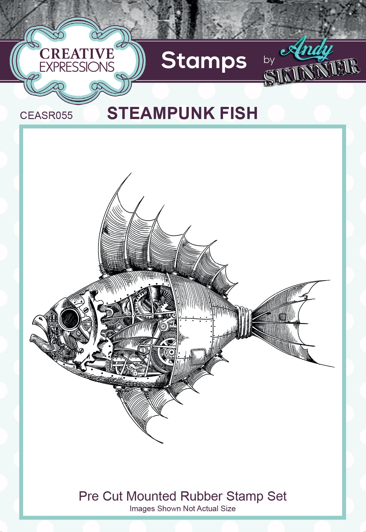 Bild von Creative Expressions 3.3"X3" Rubber Stamp By Andy Skinner-Steampunk Fish