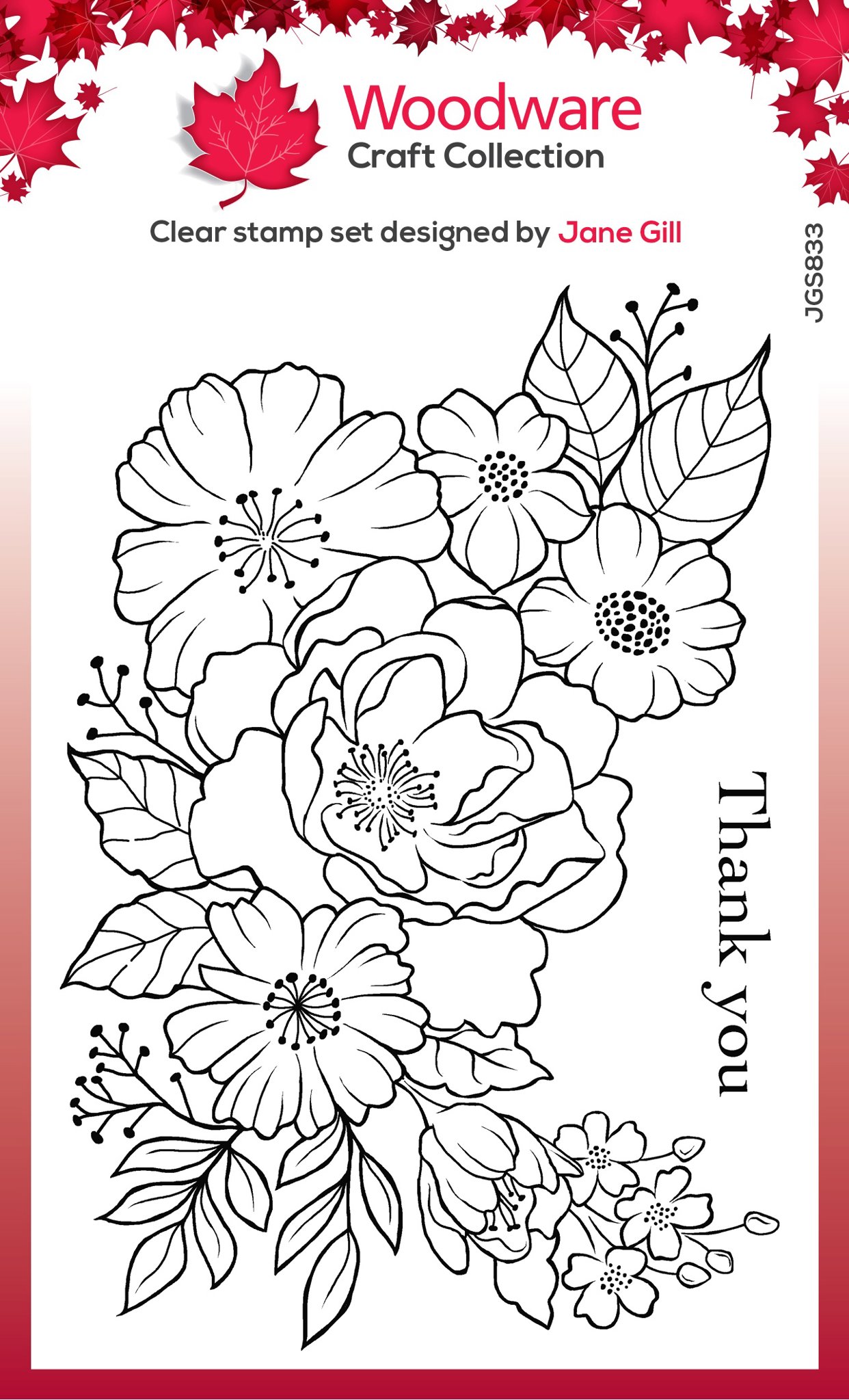 Bild von Woodware Clear Stamp 4"X6"-Singles Floral Thank You