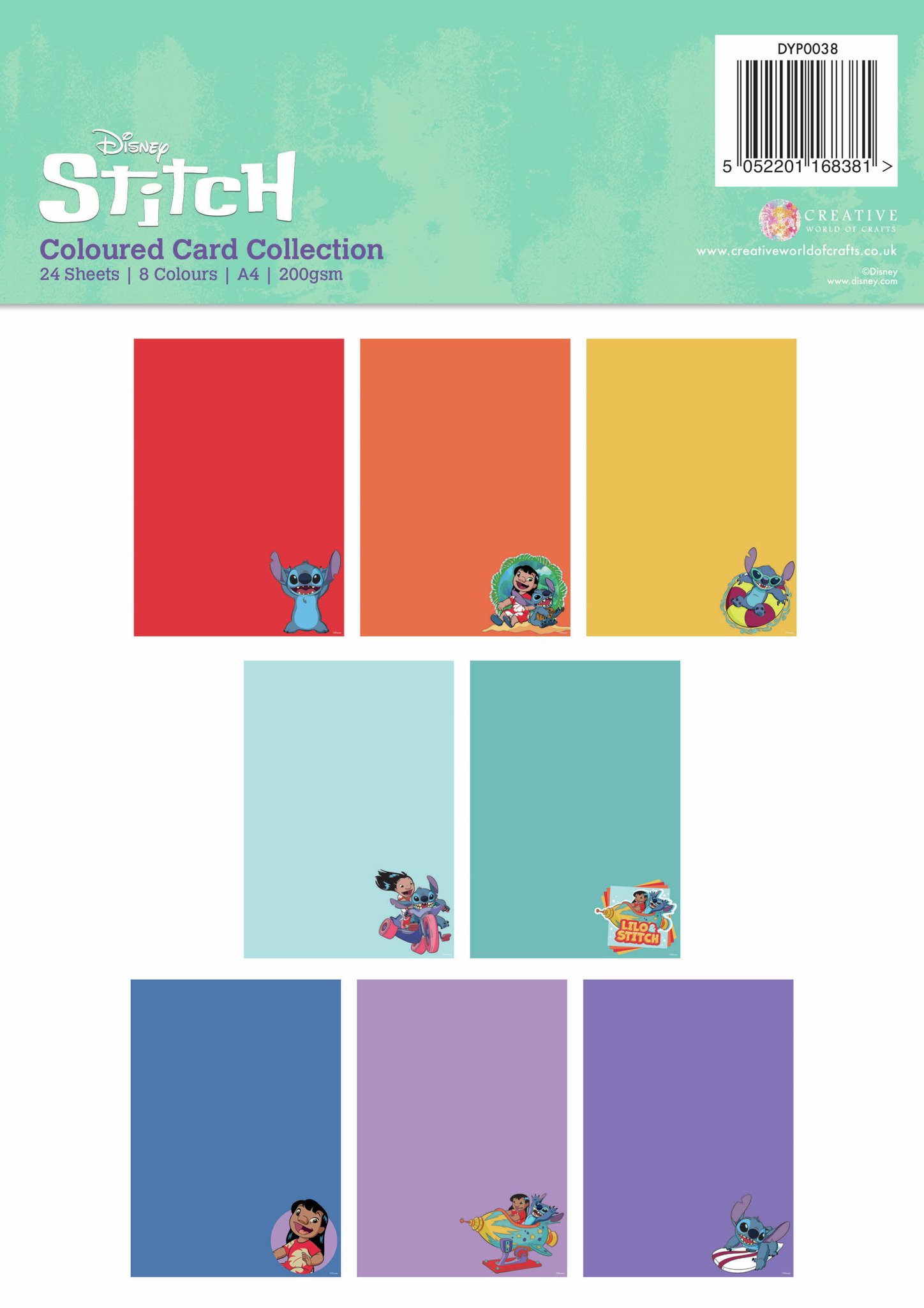 Bild von Creative World Of Crafts Disney Coloured Card Pack-Lilo & Stitch