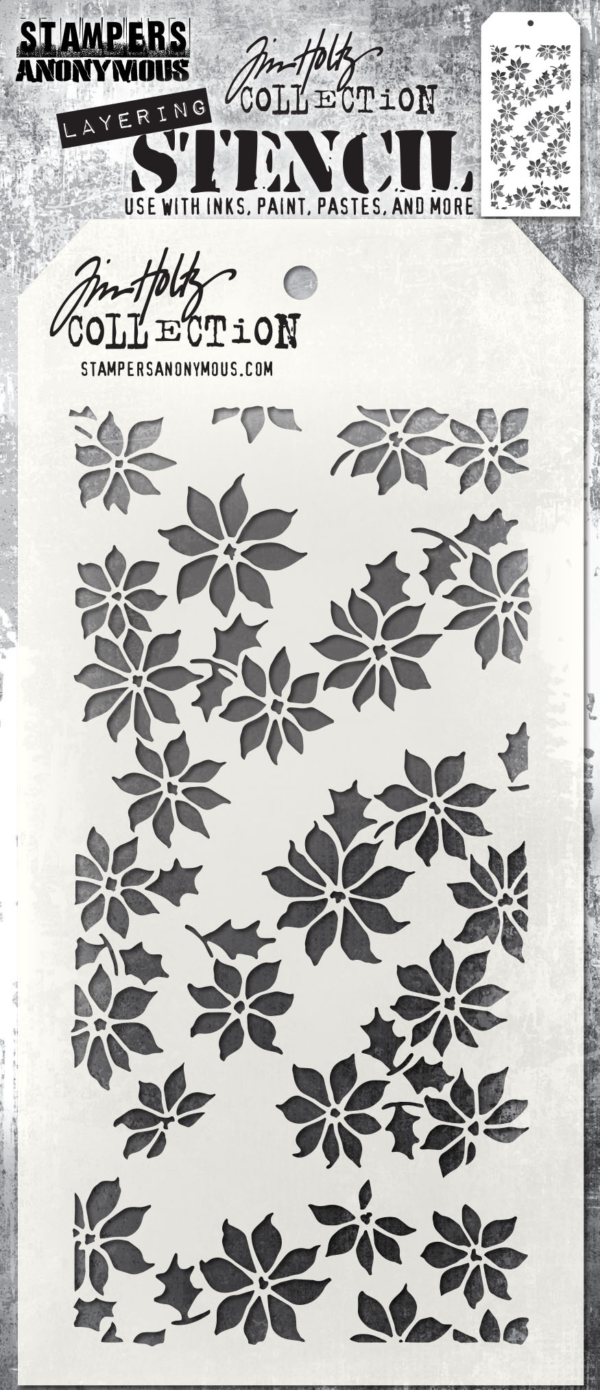 Bild von Tim Holtz Layered Stencil 4.125"X8.5"-Tiny Poinsettia