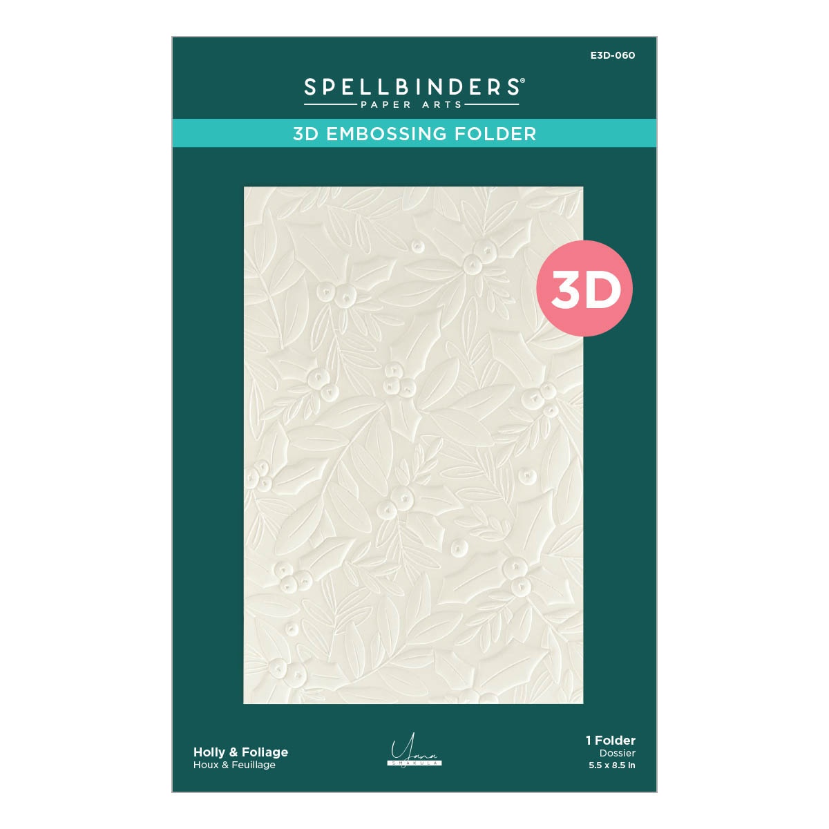 Bild von Spellbinders 3D Embossing Folder By Yana Smakula-Holly & Foliage, De-Light-Ful