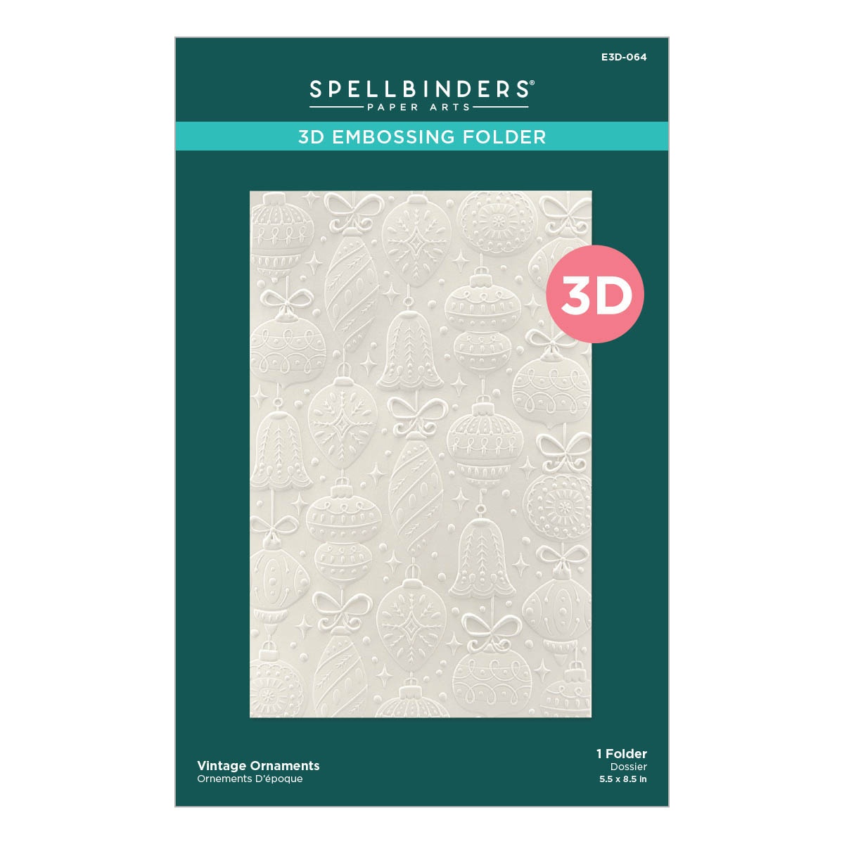 Bild von Spellbinders 3D Embossing Folder-Vintage Ornaments, The Classic Christmas