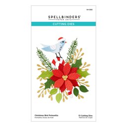 Bild von Spellbinders Etched Dies From Classic Christmas Collection-Christmas Bird Poinsettia