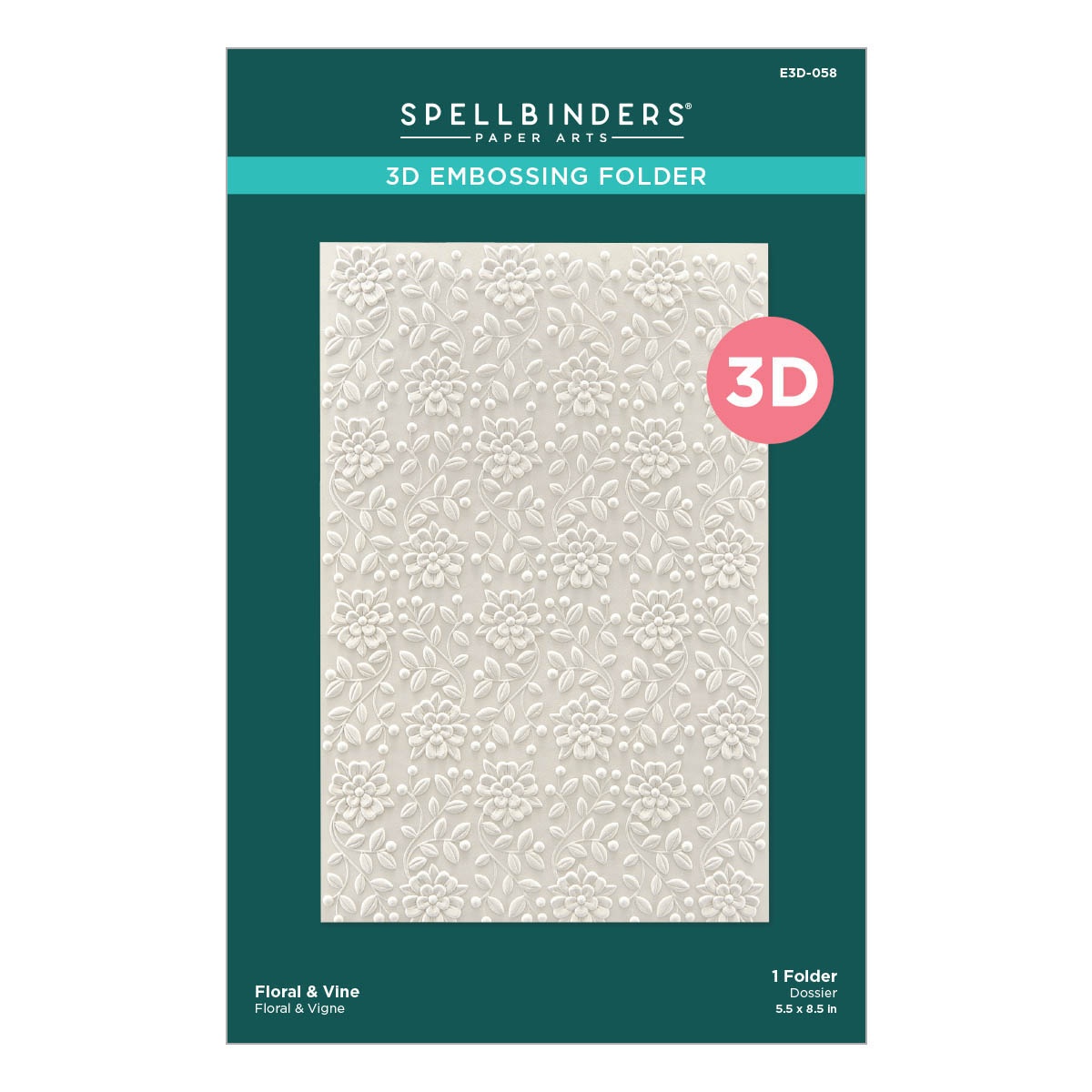 Bild von Spellbinders 3d Embossing Folder 5.5"X8.5"-Floral & Vine