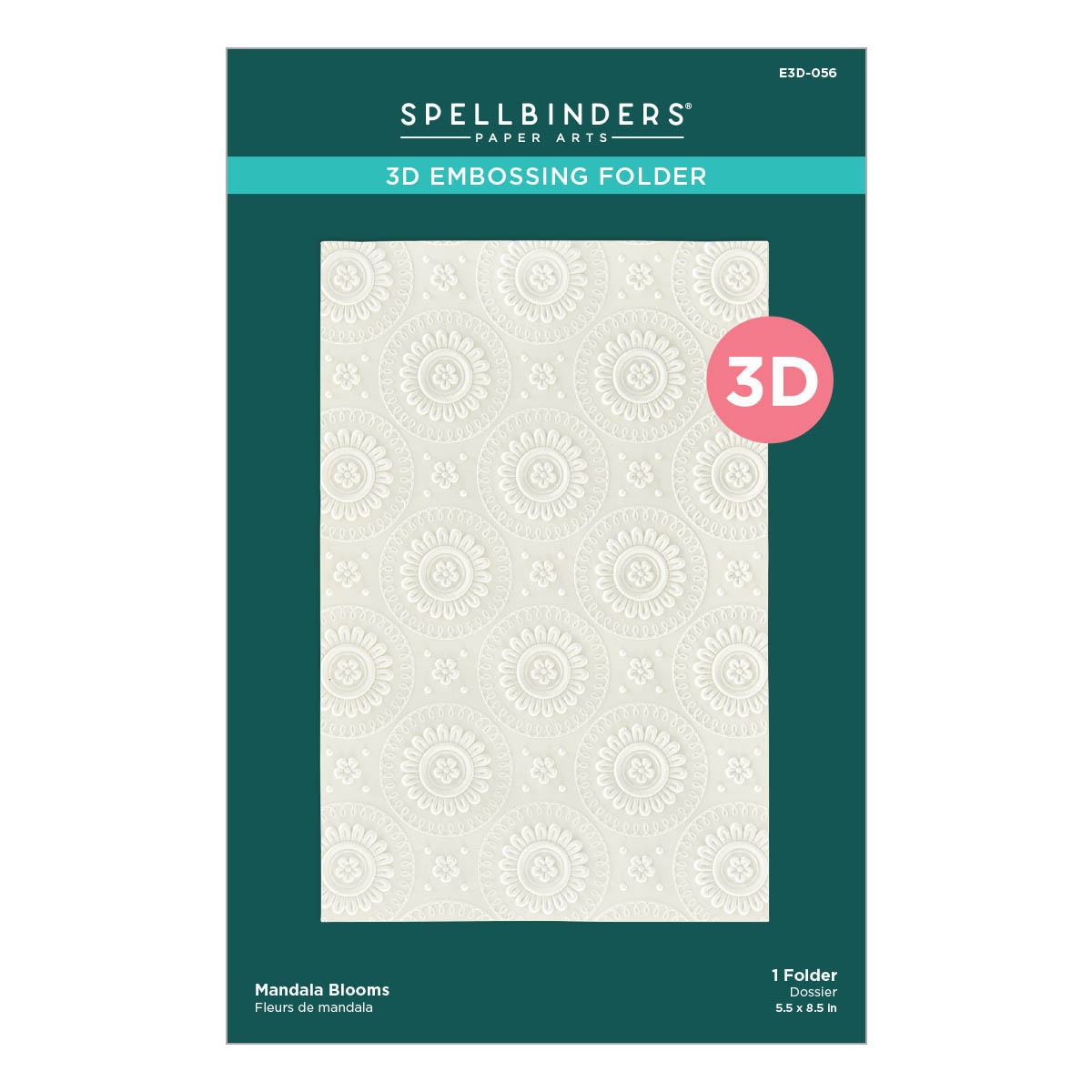 Bild von Spellbinders 3d Embossing Folder 5.5"X8.5"-Mandala Blooms