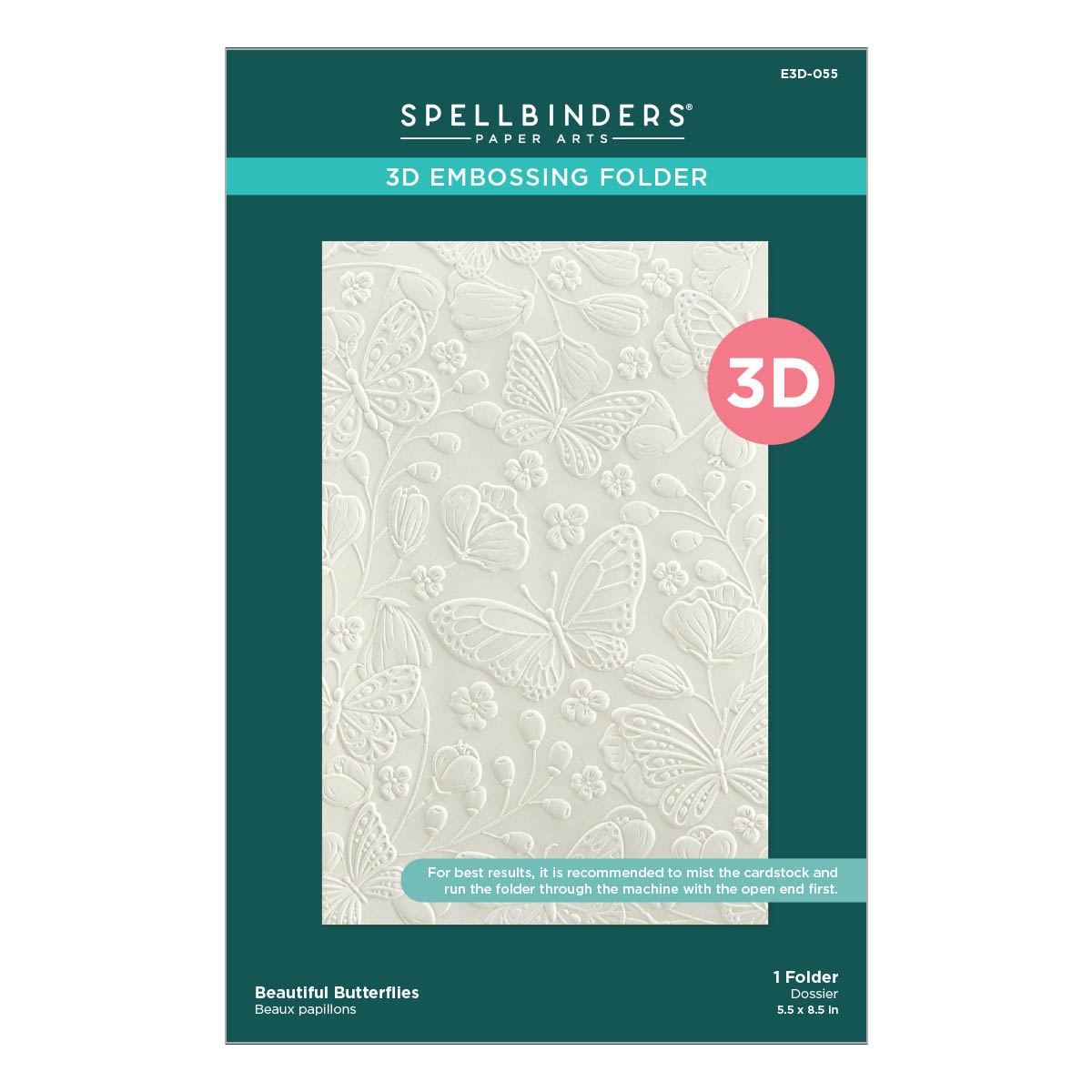 Bild von Spellbinders 3D Embossing Folder From The Stylish Ovals-Beautiful Butterflies