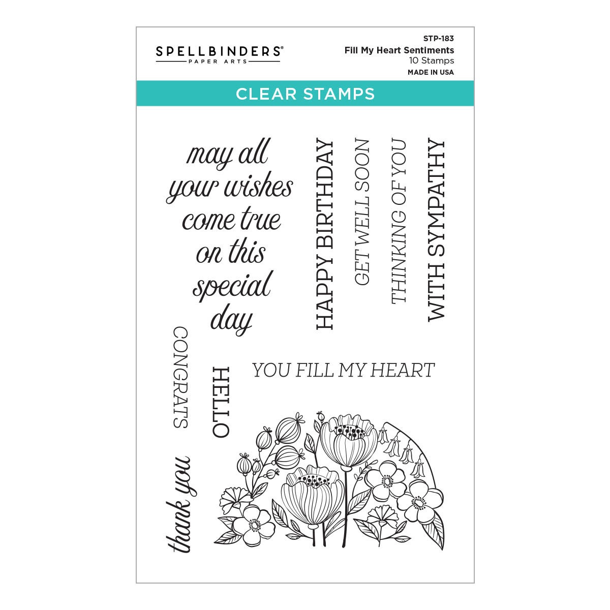 Bild von Spellbinders Clear Acrylic Stamps From The Stylish Ovals-Fill My Heart Sentiments