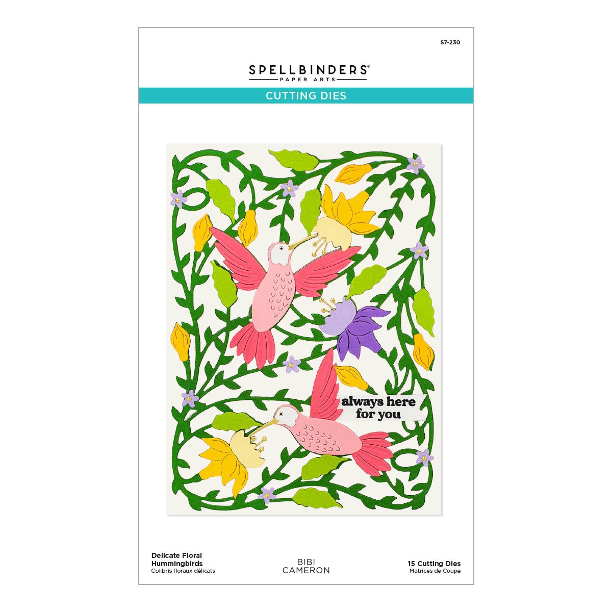 Bild von Spellbinders Etched Dies By Bibi Cameron-Delicate Floral Hummingbird