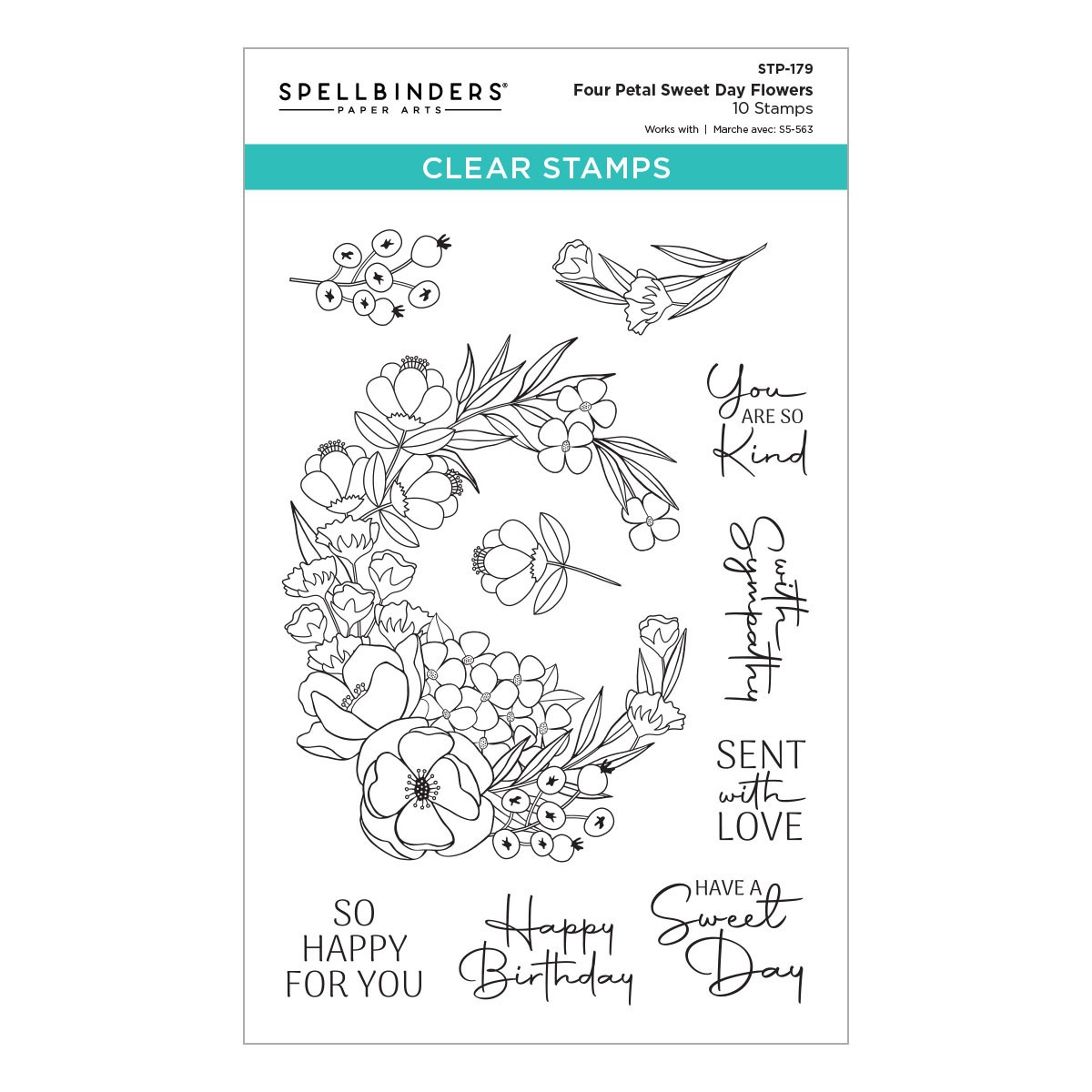 Bild von Spellbinders Clear Stamp Set-Four Petal Sweet Day Flowers