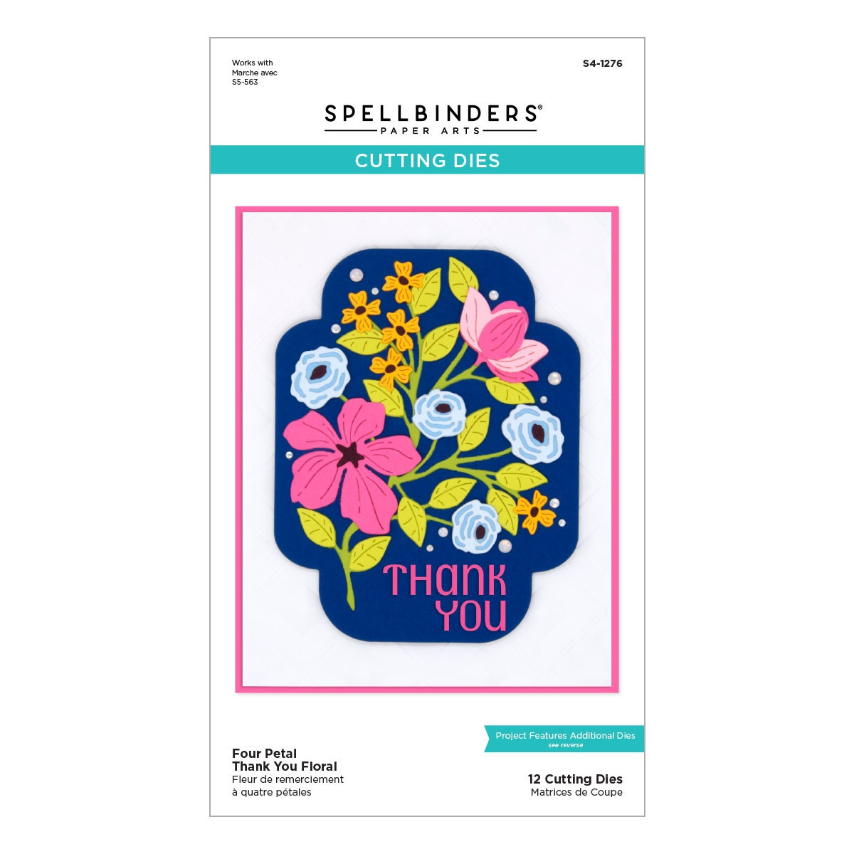 Bild von Spellbinders Etched Dies-Four Petal Thank You- Four Petal