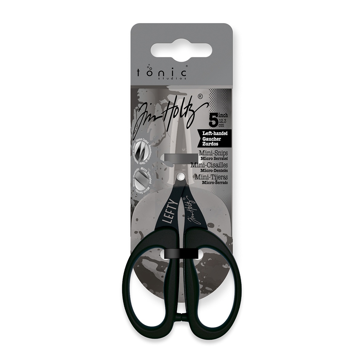 Bild von Tim Holtz Non-Stick Titanium Micro Serrated Mini Snips 5"-Left-Handed