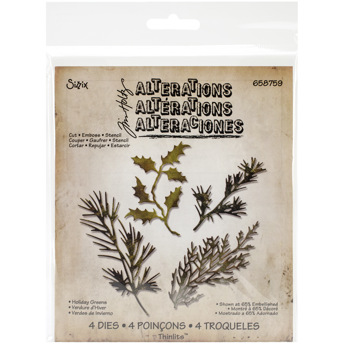 Bild von Sizzix Thinlits Dies By Tim Holtz 4/Pkg-Holiday Greens