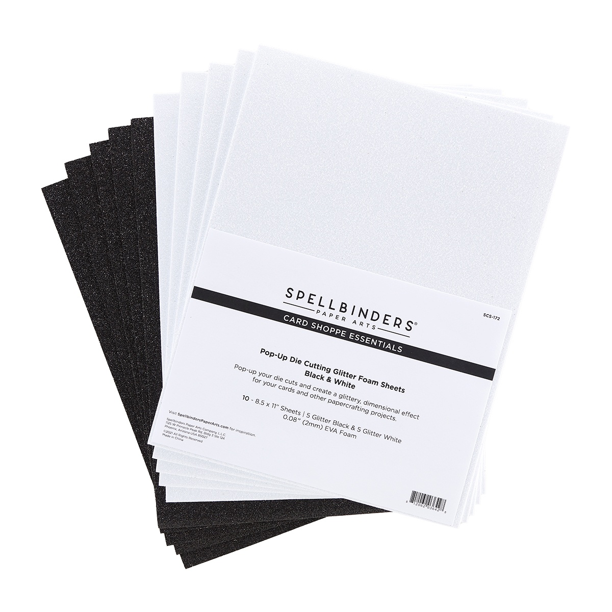 Bild von Spellbinders Glitter Foam Sheets 8.5"X11" 5/Pkg-Black & White