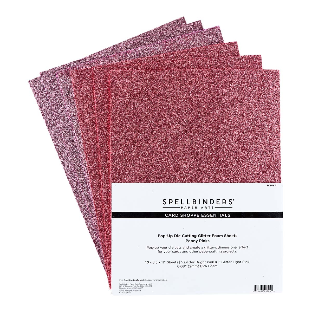 Bild von Spellbinders Glitter Foam Sheets 8.5"X11" 5/Pkg-Peony Pinks -Bright Pink & Light Pink