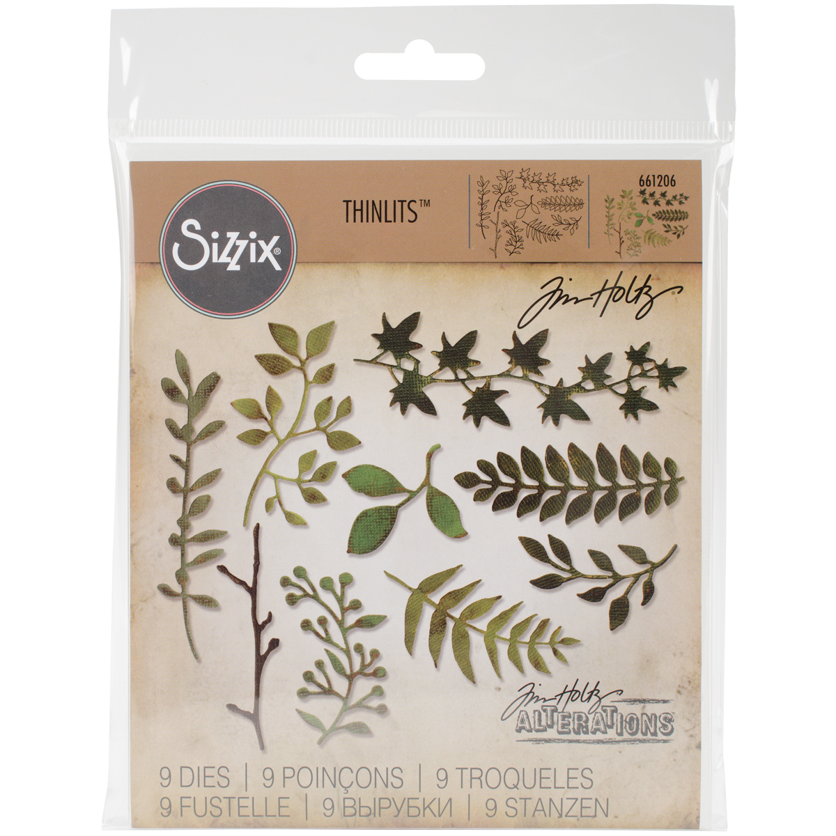 Bild von Sizzix Thinlits Dies By Tim Holtz 9/Pkg-Garden Greens