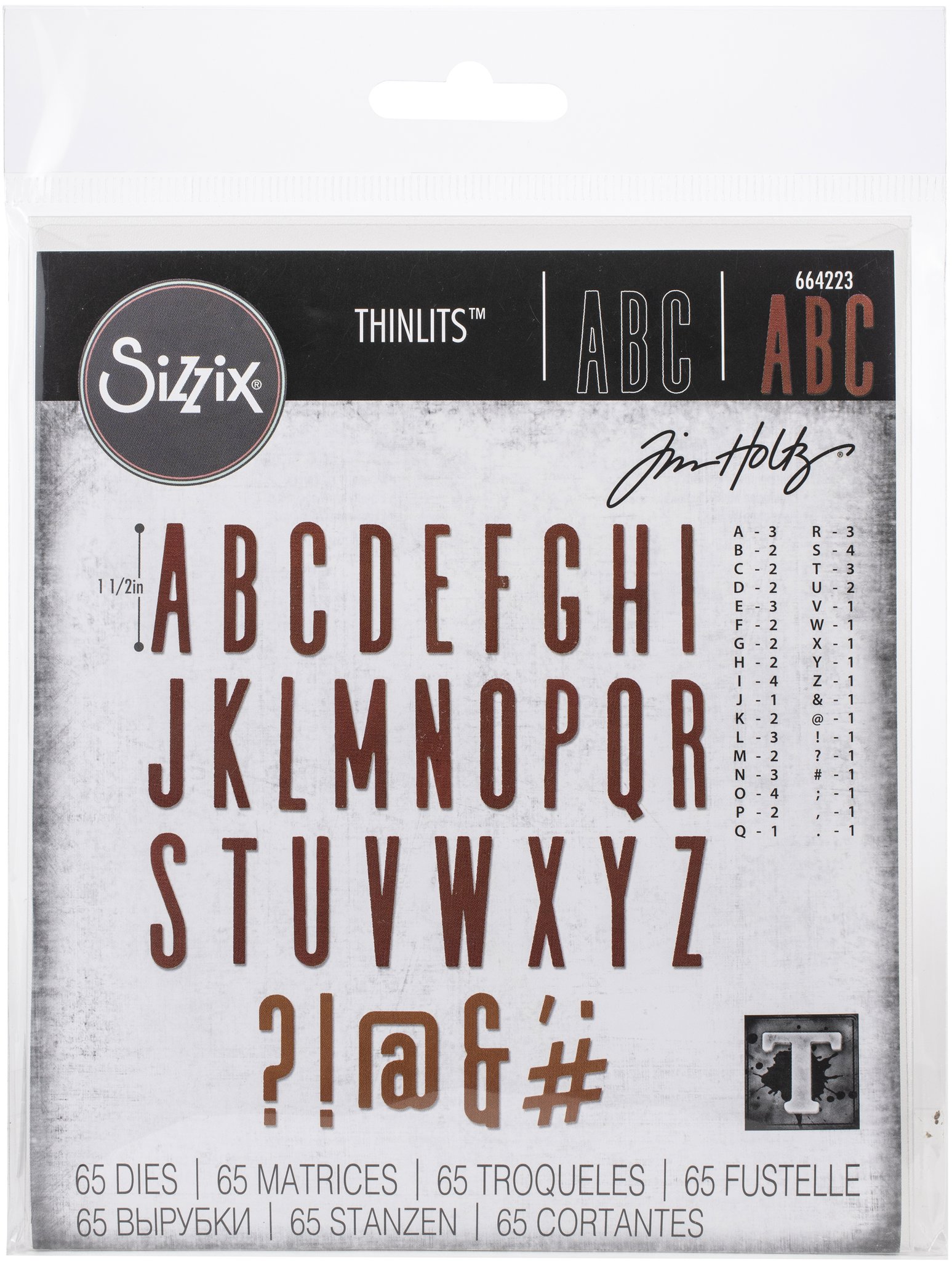 Bild von Sizzix Thinlits Dies By Tim Holtz 65/Pkg-Alphanumeric, Classic Upper