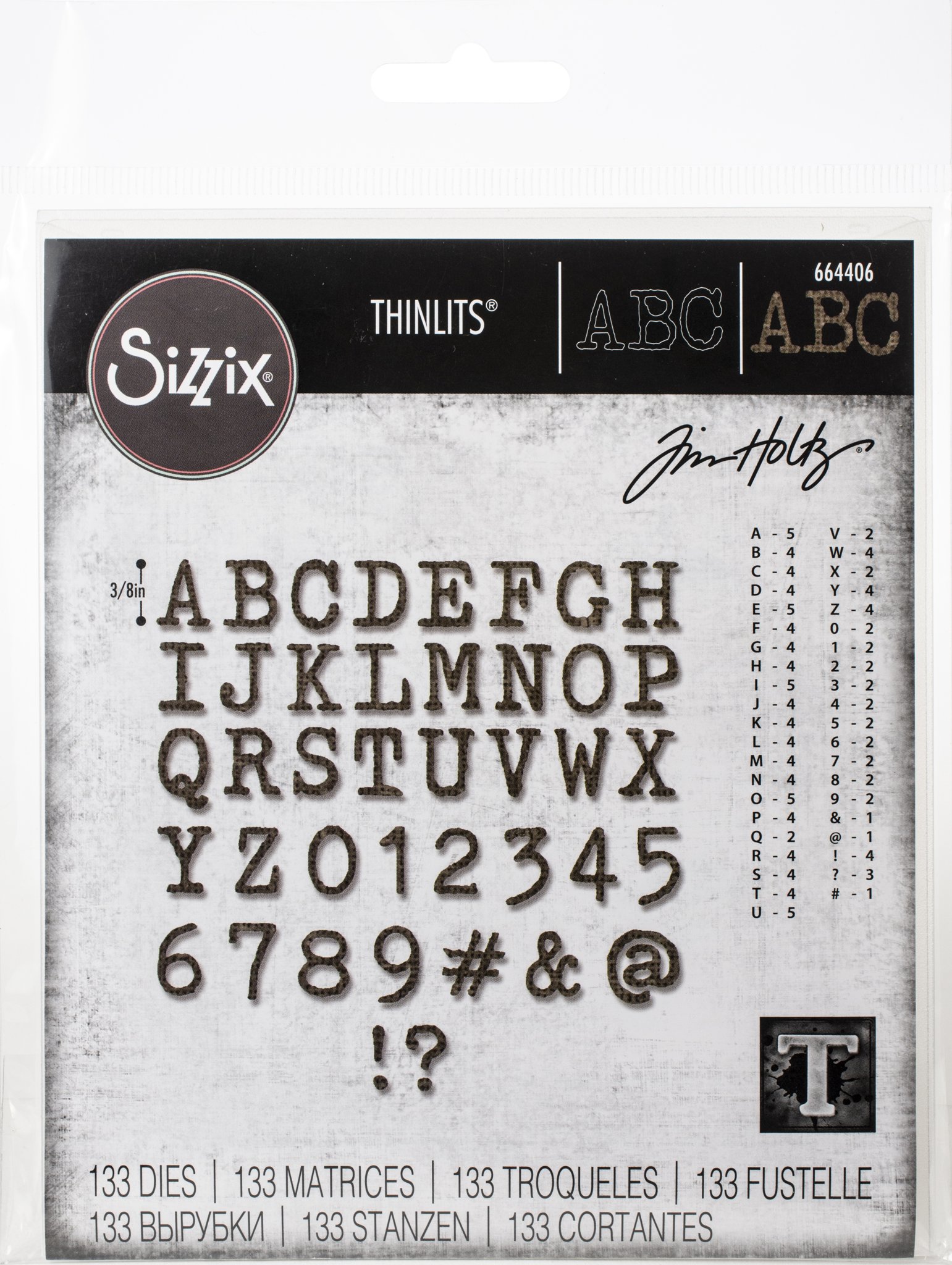 Bild von Sizzix Thinlits Dies By Tim Holtz-Alphanumeric Tiny Type Upper