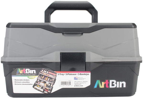 Bild von ArtBin Lift Tray Box W/3 Trays & Quick Access Lid Storage-9"X15.75"X8.375", Black & Gray