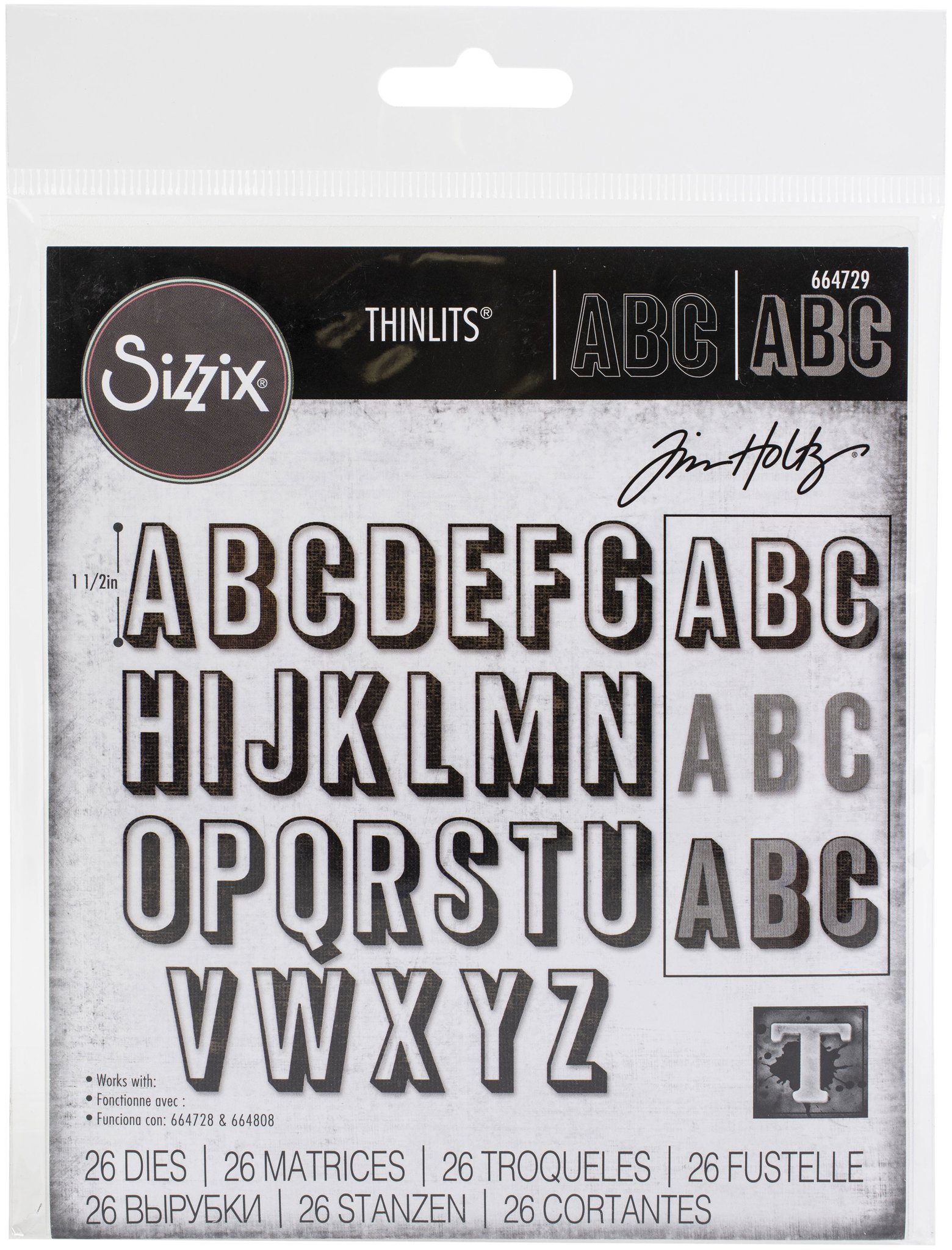 Bild von Sizzix Thinlits Dies By Tim Holtz 26/Pkg-Alphanumeric, Shadow Upper