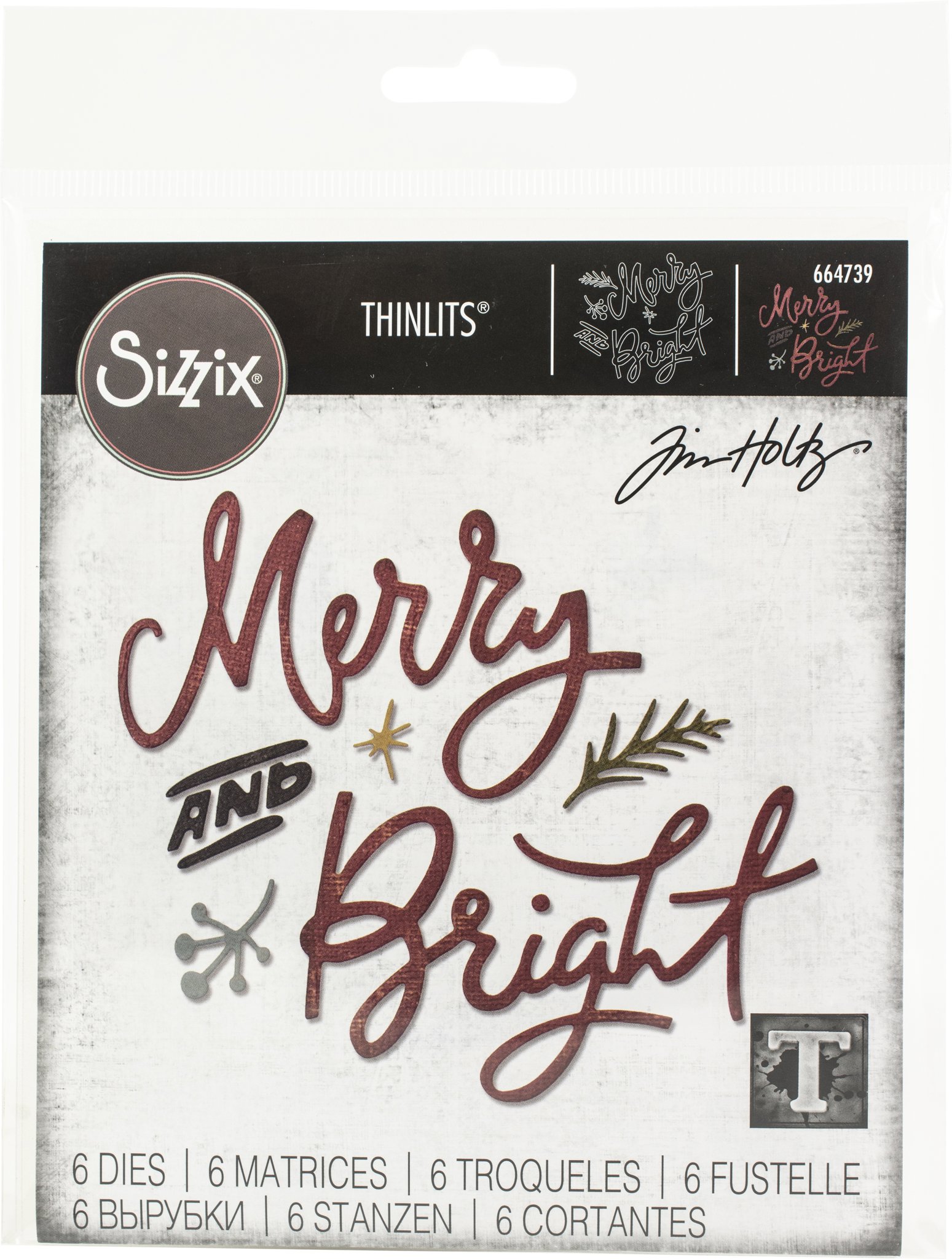 Bild von Sizzix Thinlits Dies By Tim Holtz 6/Pkg-Merry & Bright