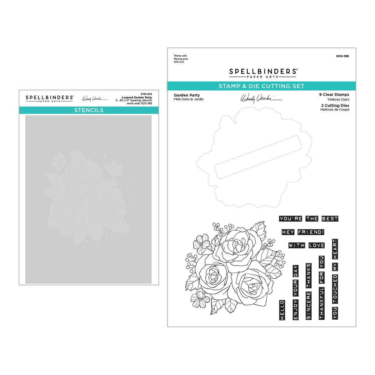 Bild von Spellbinders Stamp Die And Stencil Bundle From The Garden Co-Garden Party