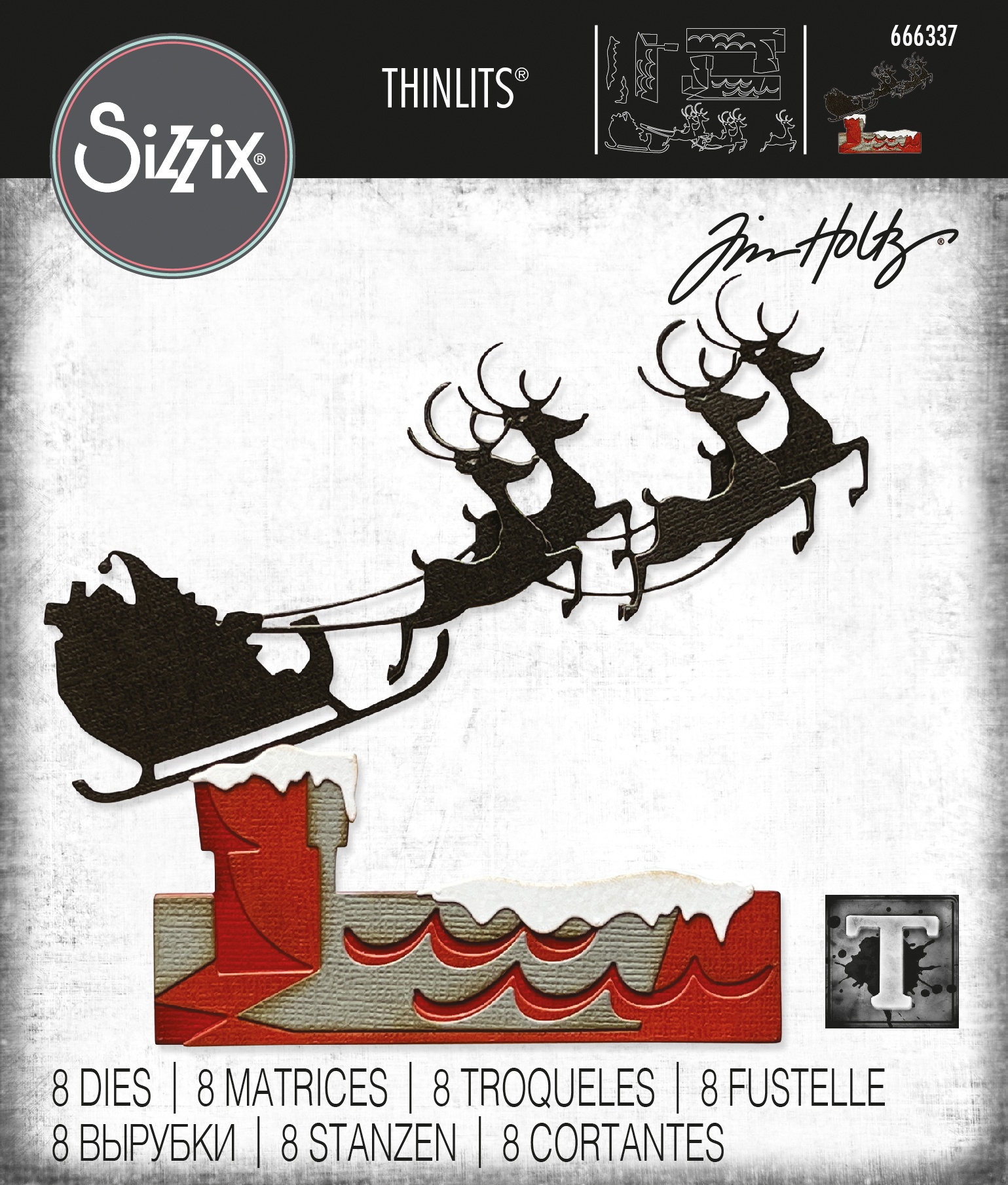 Bild von Sizzix Thinlits Dies By Tim Holtz 8/Pkg-Reindeer Sleigh