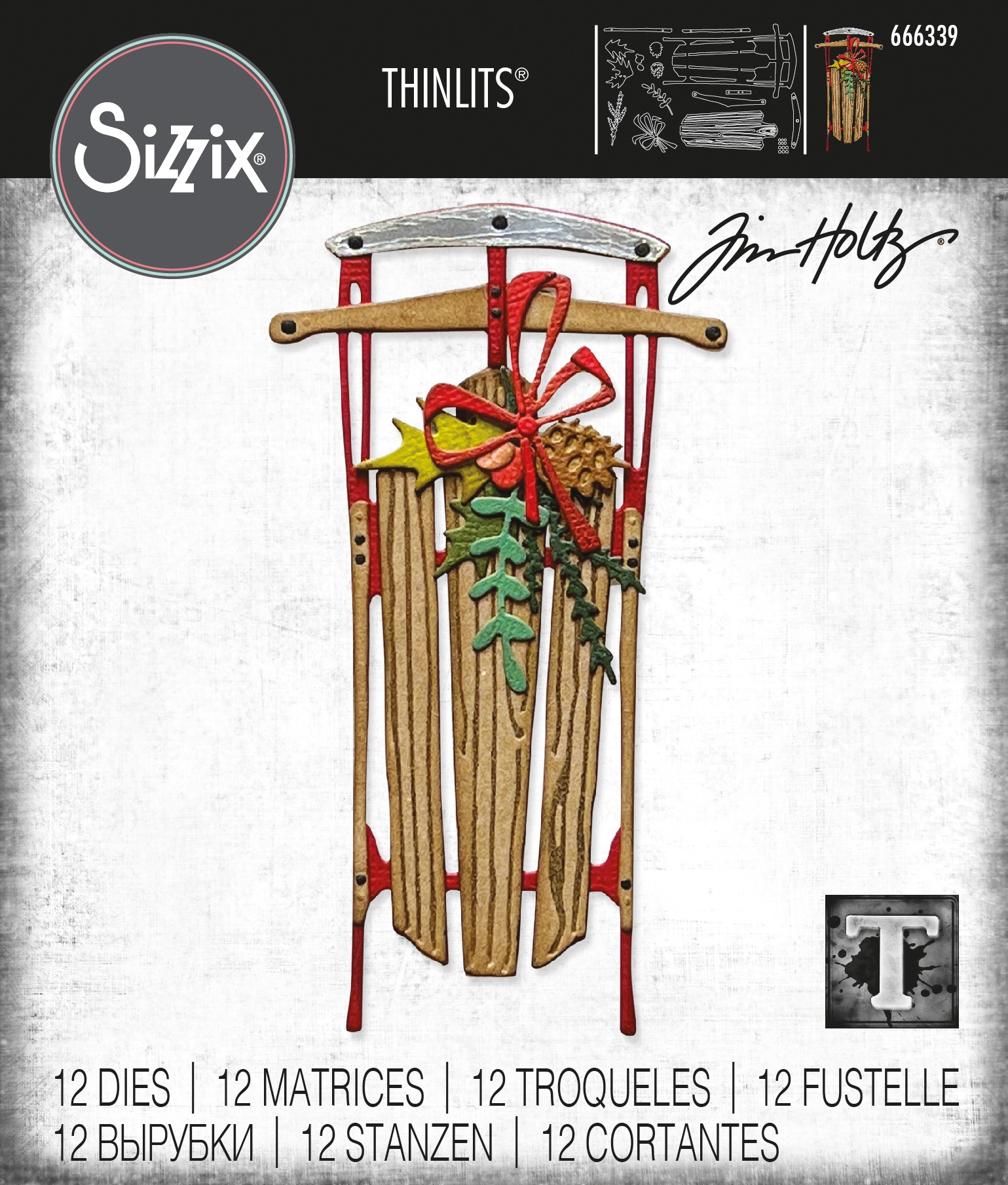 Bild von Sizzix Thinlits Dies By Tim Holtz 12/Pkg-Vintage Sled