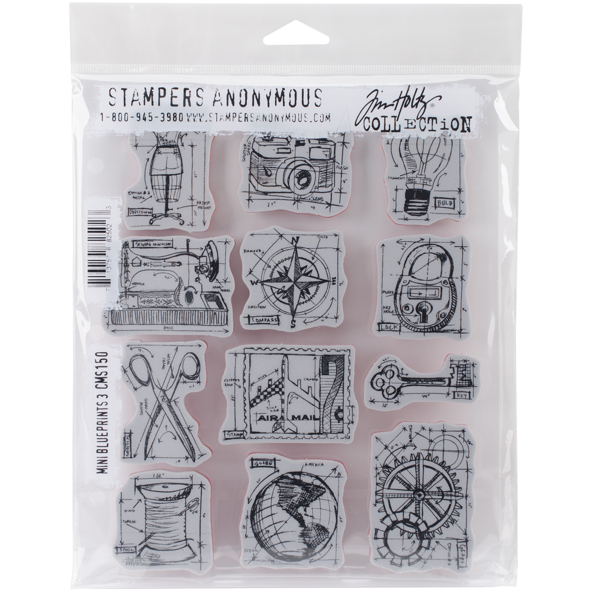 Bild von Tim Holtz Cling Stamps 7"X8.5"-Mini Blueprints #3