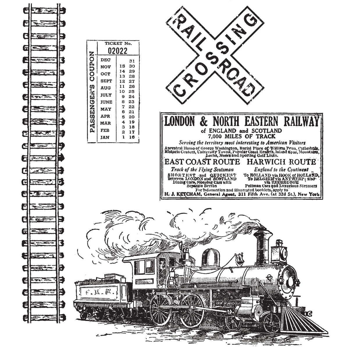 Bild von Tim Holtz Cling Stamps 7"X8.5"-On The Railroad