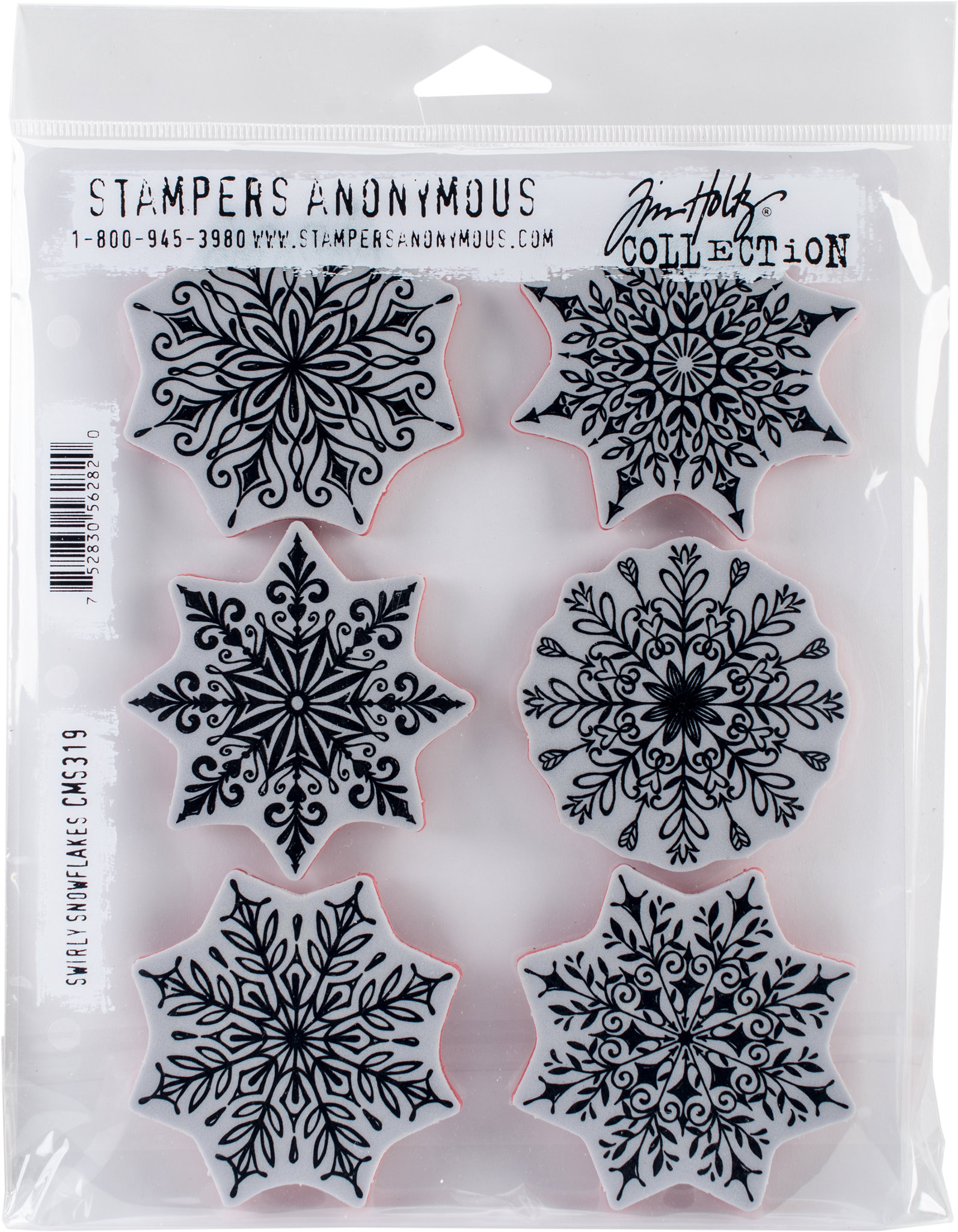 Bild von Tim Holtz Cling Stamps 7"X8.5"-Swirly Snowflakes