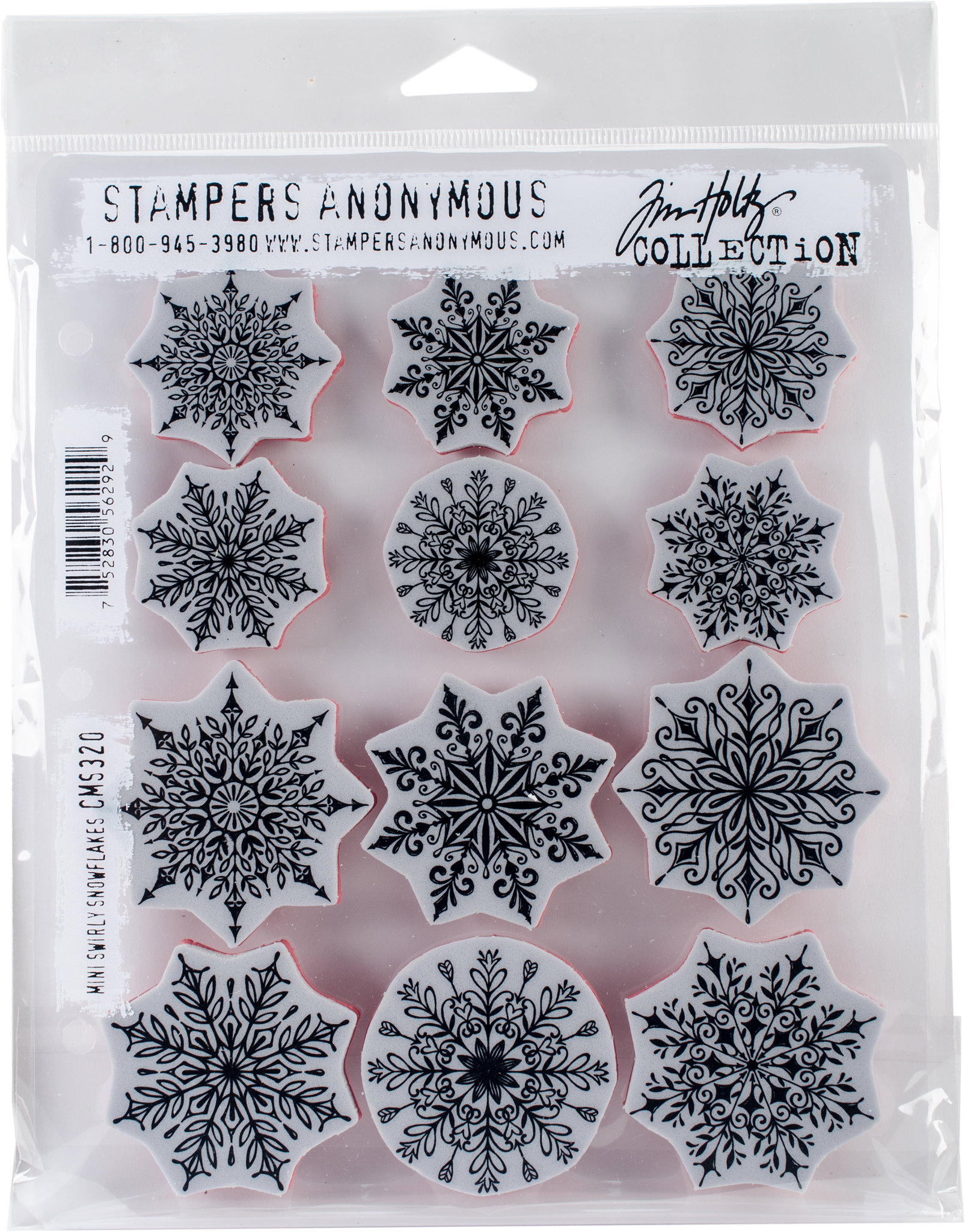 Bild von Tim Holtz Cling Stamps 7"X8.5"-Mini Swirley Snowflakes