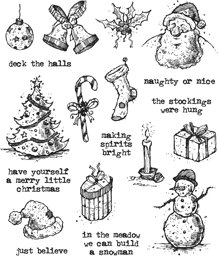 Bild von Tim Holtz Cling Stamps 7"X8.5"-Tattered Christmas
