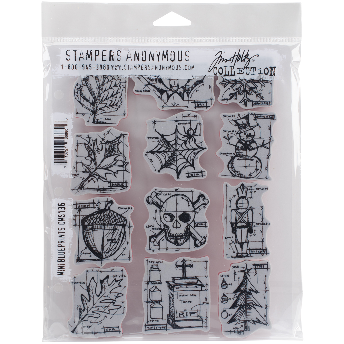 Bild von Tim Holtz Cling Stamps 7"X8.5"-Mini Blueprint