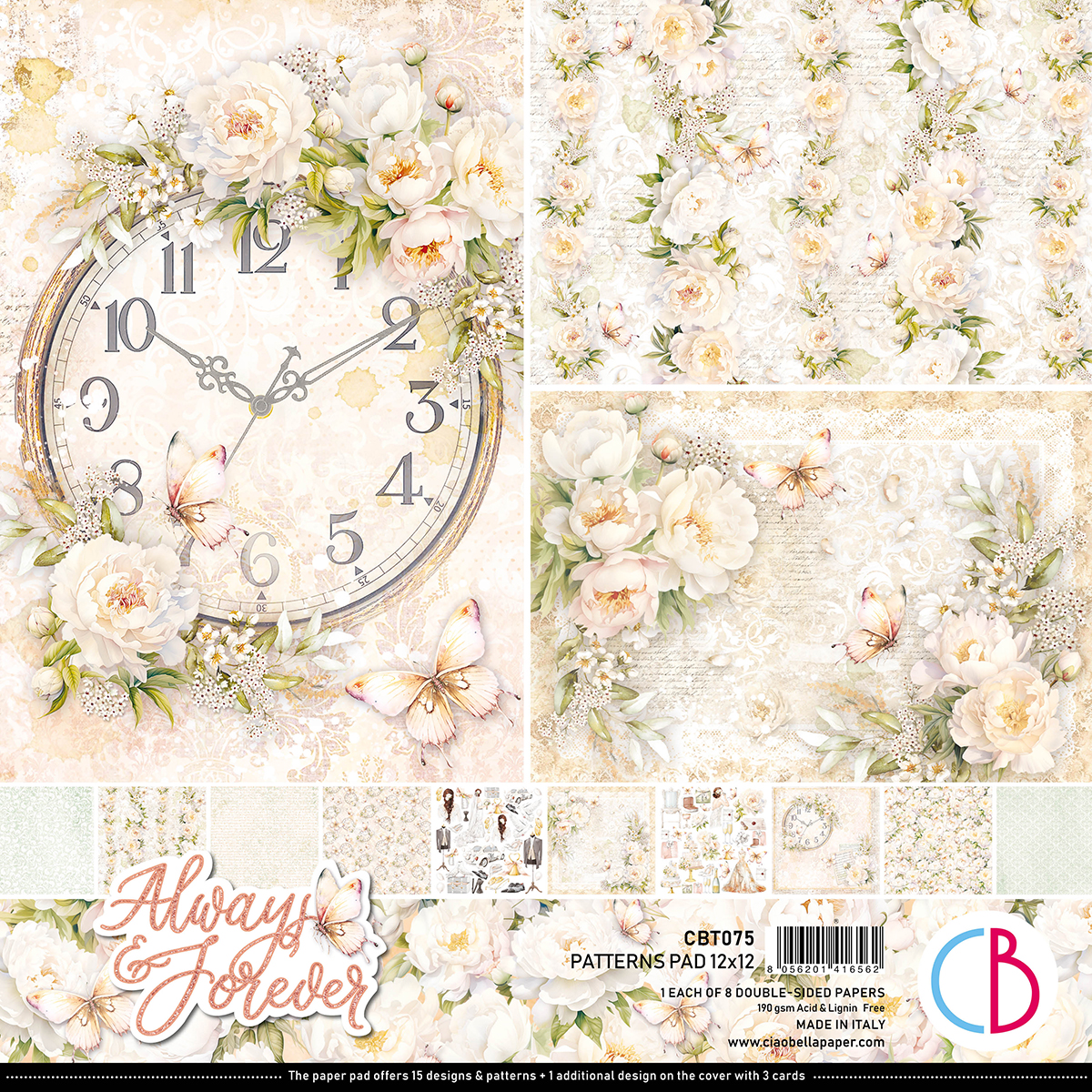 Bild von Ciao Bella - ALWAYS & FOREVER PATTERNS PAD 12"X12" 8/PKG