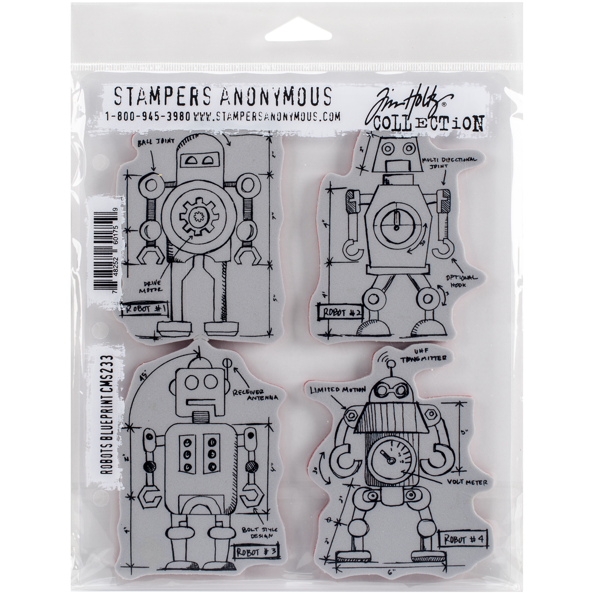 Bild von Tim Holtz Cling Stamps 7"X8.5"-Robots Blueprint